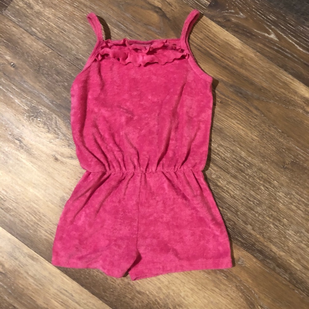 Little girl’s Pink terry cloth swimsuit cover up